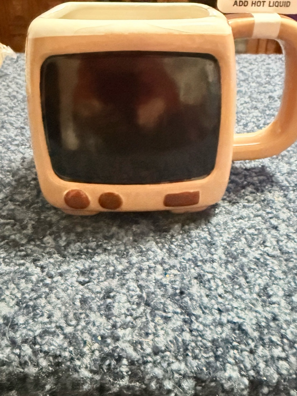 Retro TV Ceramic Mug in Beige and Black